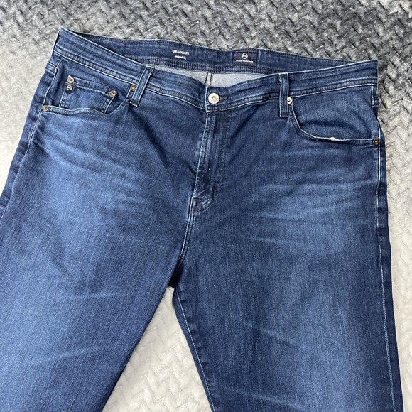 Adriano Goldschmied AG Jeans Mens 40x32 Graduate Tailored Leg Dark Wash W42"L30" - Picture 2 of 10